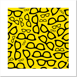 Glasses Pattern Yellow and Black Posters and Art